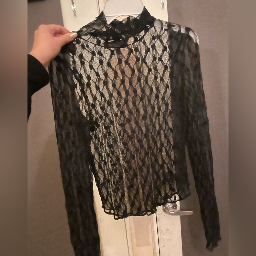 Long sleeve, sheer black top